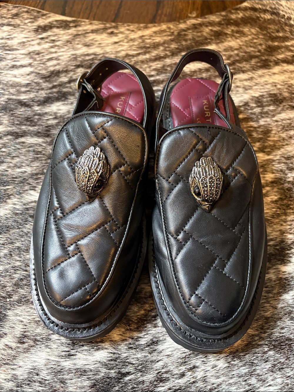 Kurt Geiger Bobby Slingback Black Quilted Leather Mule Loafers
